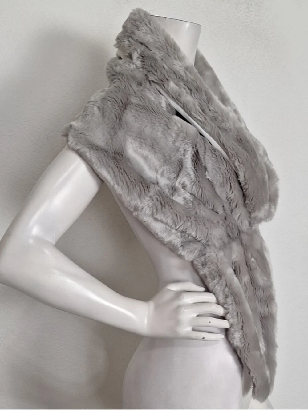 Liangdianpicao Silver Gray Faux Fur Stole Wrap Shawl Luxury Evening Bridal O/S